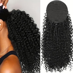 Short Afro Kinky Ponytail Extension for Women - Curly Drawstring Ponytail