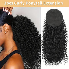 Short Afro Kinky Ponytail Extension for Women - Curly Drawstring Ponytail