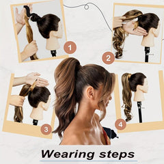 28 Cm Long Wavy Curly Ponytail Hair Extensions Wrap Synthetic Fiber for Women
