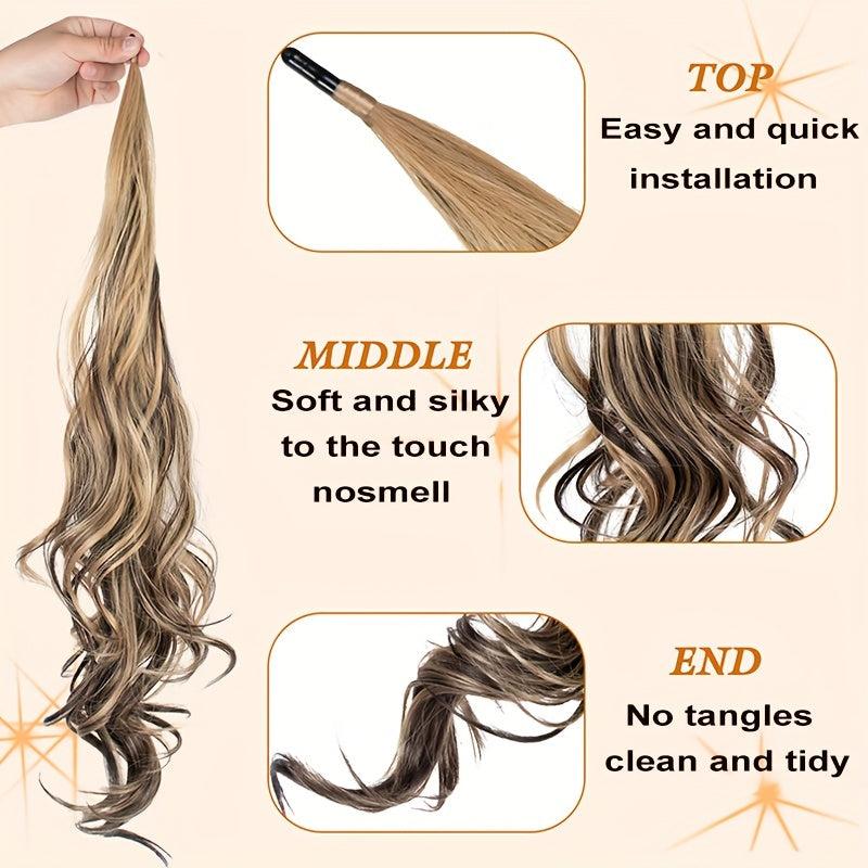 28 Cm Long Wavy Curly Ponytail Hair Extensions Wrap Synthetic Fiber for Women