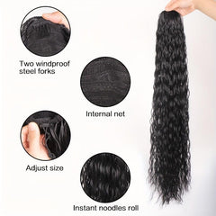 Long Curly Drawstring Ponytail Instant Noodles Roll Hair Extensions