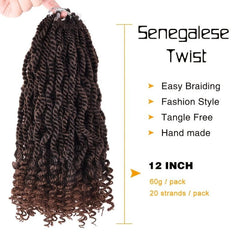 Curly 3X Kinky Twist Braids 12 Inch Crochet Hair