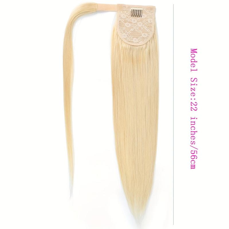 613 Blonde Straight Human Hair Ponytail Extensions 25 4 66 04 Cm