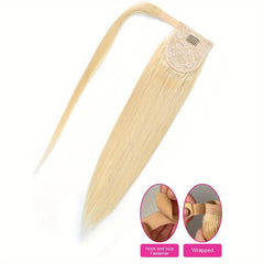 613 Blonde Straight Human Hair Ponytail Extensions 25 4 66 04 Cm