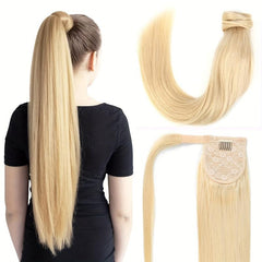 613 Blonde Straight Human Hair Ponytail Extensions 25 4 66 04 Cm