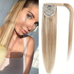 613 Blonde Straight Human Hair Ponytail Extensions 25 4 66 04 Cm