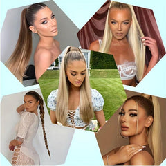 613 Blonde Straight Human Hair Ponytail Extensions 25 4 66 04 Cm