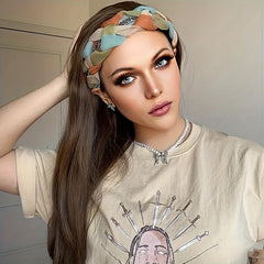 Long Straight Synthetic Headband Wig 60 96 Cm Brown Hair With Colorful Headband