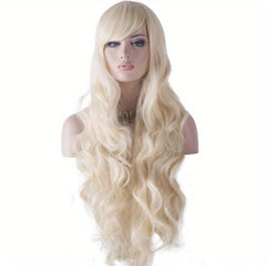 Long Loose Curly Hair Wig With Bangs Synthetic Fiber