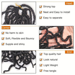 Soft Faux Locs Crochet Hair Pre-looped Curly Dreadlocks Extension 1B