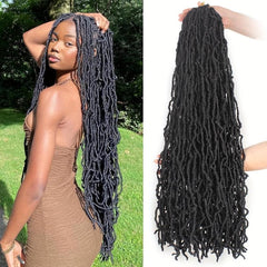 Soft Faux Locs Crochet Hair Pre-looped Curly Dreadlocks Extension 1B