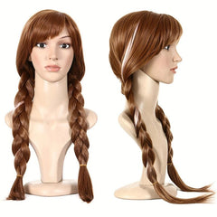 Long Curly Double Ponytail Synthetic Wig With Bangs Anime Cosplay Wig