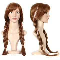 Long Curly Double Ponytail Synthetic Wig With Bangs Anime Cosplay Wig