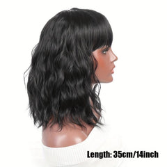 Short Curly Bob Wig With Bangs Heat Resistant