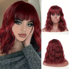 Short Curly Bob Wig With Bangs Heat Resistant
