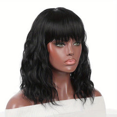 Short Curly Bob Wig With Bangs Heat Resistant