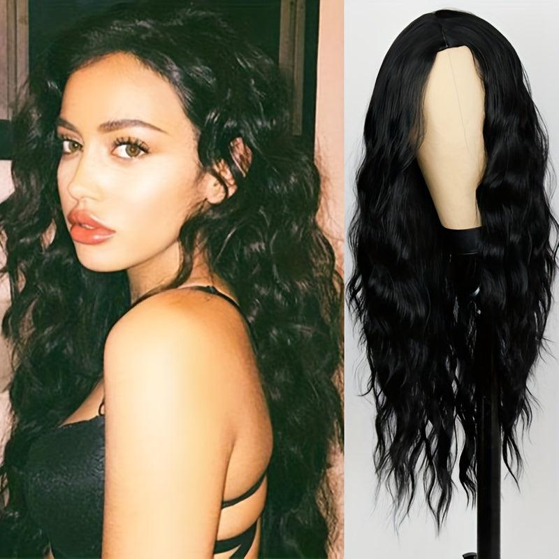 Middle Part Body Wave Hair Wig for Women Synthetic Fiber Wavy Wig