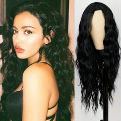 Middle Part Body Wave Hair Wig for Women Synthetic Fiber Wavy Wig