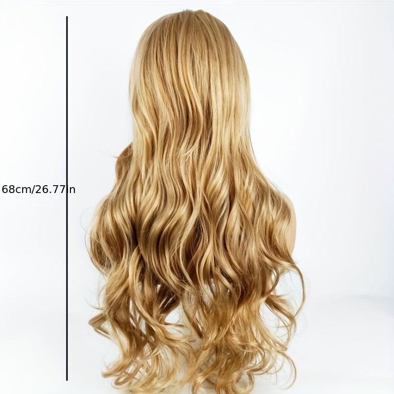 Middle Part Body Wave Hair Wig for Women Synthetic Fiber Wavy Wig