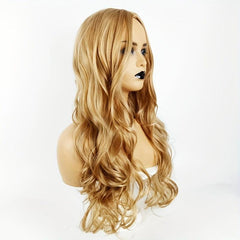 Middle Part Body Wave Hair Wig for Women Synthetic Fiber Wavy Wig