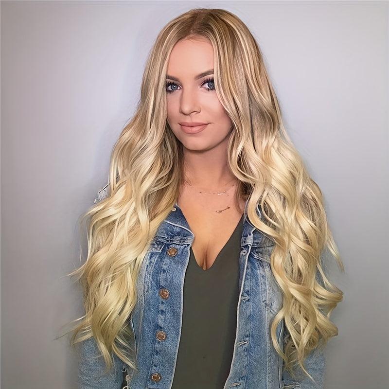 Middle Part Body Wave Hair Wig for Women Synthetic Fiber Wavy Wig