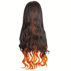 Long Curly Green Pink Anime Cosplay Wig with Wig Net