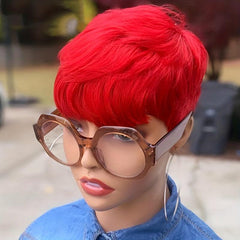 Pixie Cut Bob Wigs Side Part for Women Non Lace Synthetic Short Wavy Wig