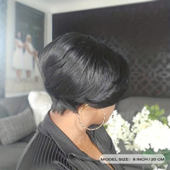 Pixie Cut Bob Wigs Side Part for Women Non Lace Synthetic Short Wavy Wig