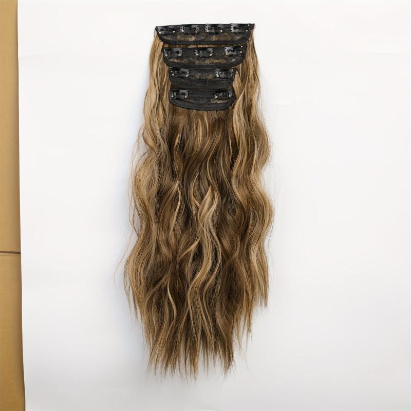 Long Wavy Hair Pieces Synthetic Clip In Hair Extensions Natural Look
