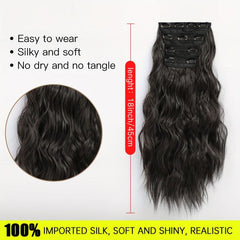 Long Wavy Hair Pieces Synthetic Clip In Hair Extensions Natural Look