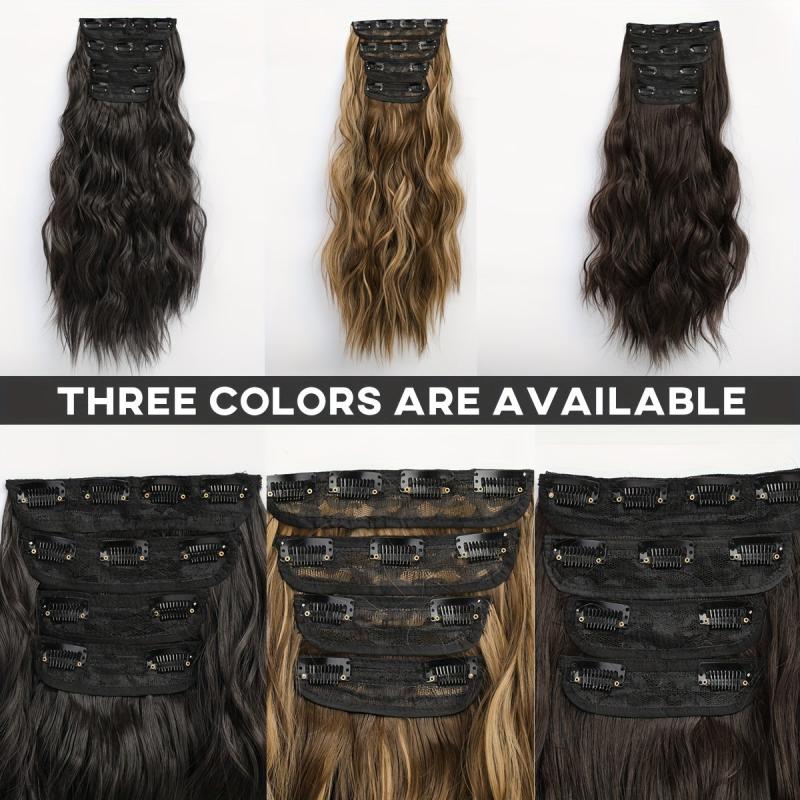 Long Wavy Hair Pieces Synthetic Clip In Hair Extensions Natural Look