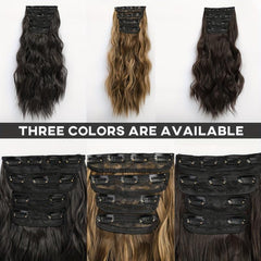 Long Wavy Hair Pieces Synthetic Clip In Hair Extensions Natural Look