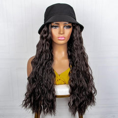 Wig Long Straight Curly Hairpiece Fisherman Hat Cap Hats Hair Wig For Women