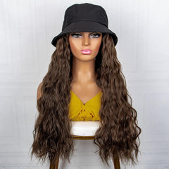 Wig Long Straight Curly Hairpiece Fisherman Hat Cap Hats Hair Wig For Women