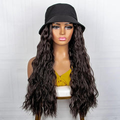 Wig Long Straight Curly Hairpiece Fisherman Hat Cap Hats Hair Wig For Women