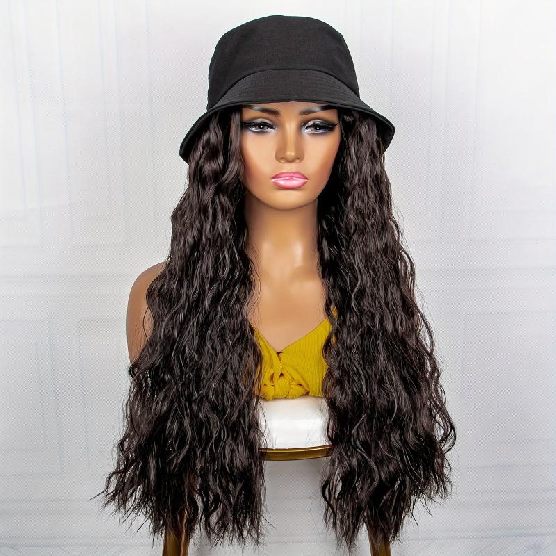 Wig Long Straight Curly Hairpiece Fisherman Hat Cap Hats Hair Wig For Women