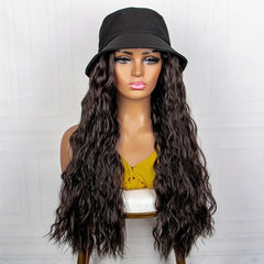 Wig Long Straight Curly Hairpiece Fisherman Hat Cap Hats Hair Wig For Women