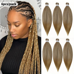 6pcs Long Straight Synthetic Crochet Hair Extensions Set