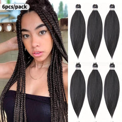 6pcs Long Straight Synthetic Crochet Hair Extensions Set