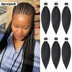 6pcs Long Straight Synthetic Crochet Hair Extensions Set