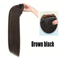 Synthetic Long Women Half Wig With Fishbone Headband Headdress