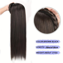 Synthetic Long Women Half Wig With Fishbone Headband Headdress