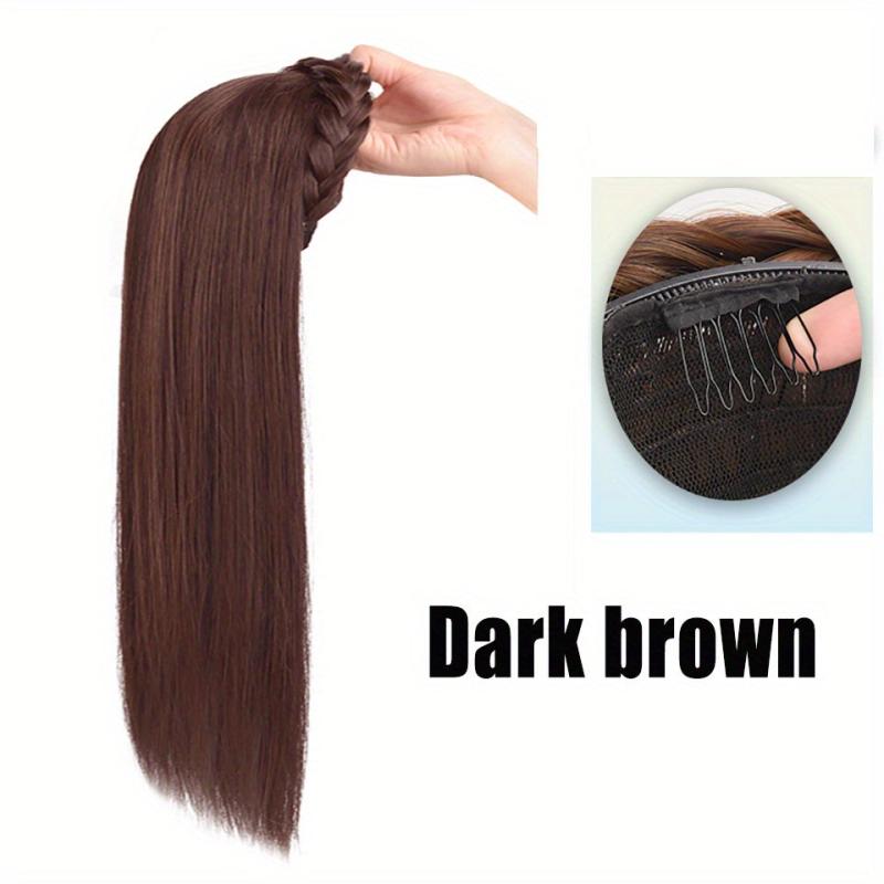 Synthetic Long Women Half Wig With Fishbone Headband Headdress