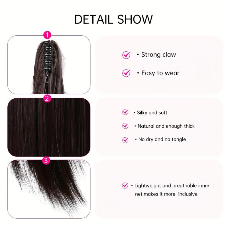 Burgundy Brown Claw Clip Ponytail Extension