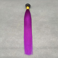 1 Brazilian Human Hair Weaving Straight T1B Purple Extension 10-26 Inches