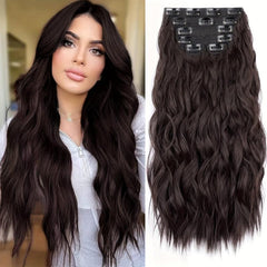 6pcs Long Curly Wavy Hair Pieces Clip In Hair Extensions Natural Look
