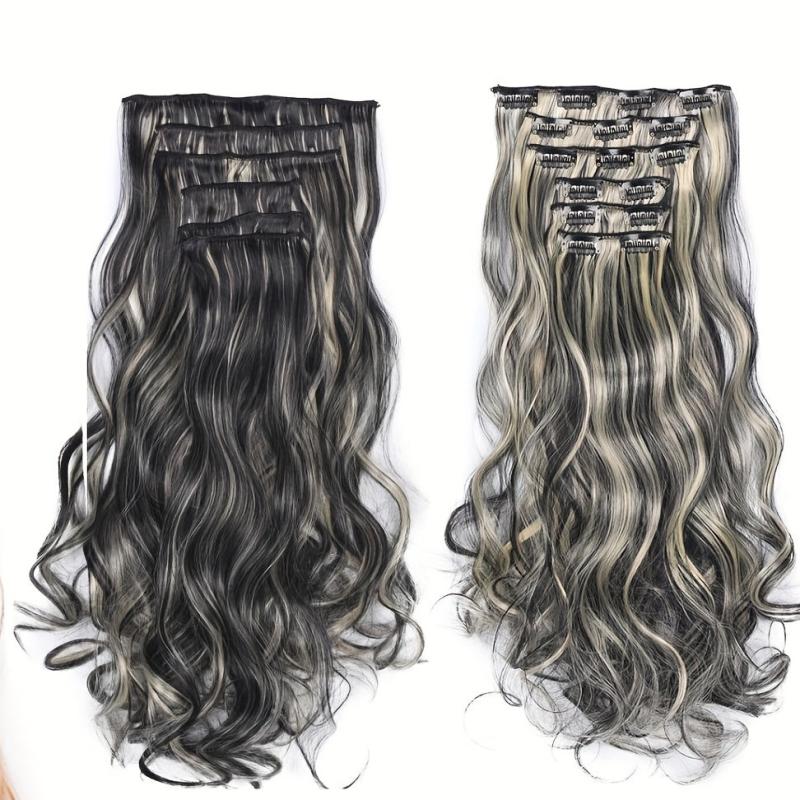 6pcs Long Curly Wavy Hair Pieces Clip In Hair Extensions Natural Look