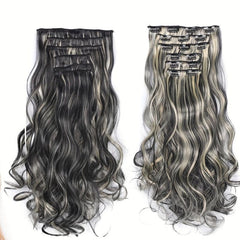 6pcs Long Curly Wavy Hair Pieces Clip In Hair Extensions Natural Look