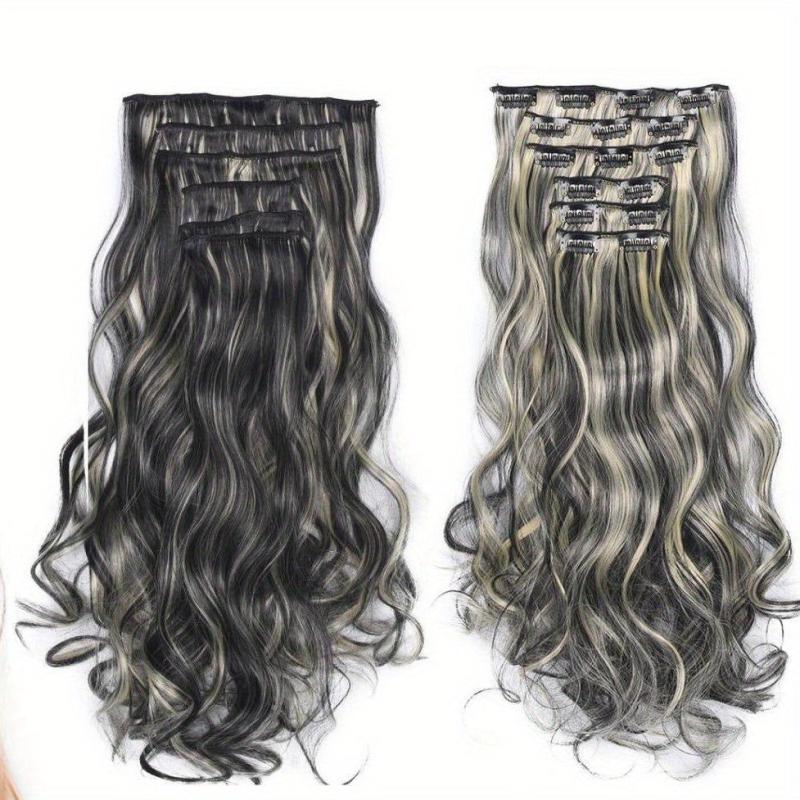 6pcs Long Curly Wavy Hair Pieces Clip In Hair Extensions Natural Look