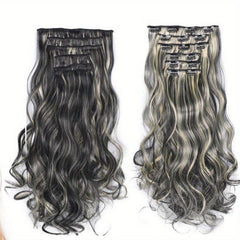 6pcs Long Curly Wavy Hair Pieces Clip In Hair Extensions Natural Look